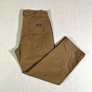 Dickies Carpenter Work Pants Mens 38x30 Brown Duck Canvas Workwear Relaxed Fit